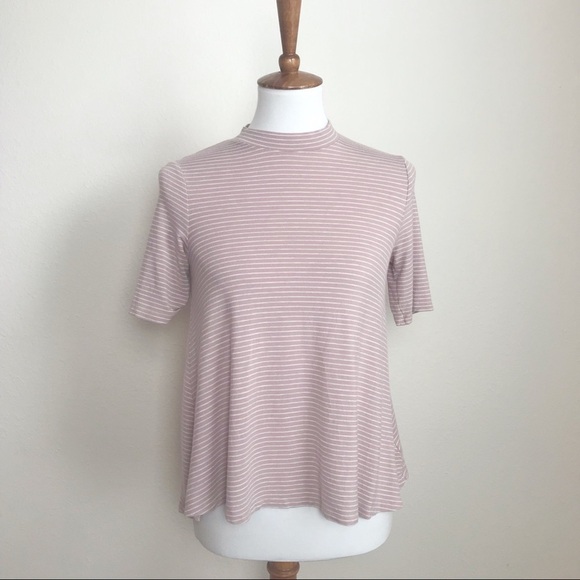 AMERICAN EAGLE Pink Striped Cut Out Back Top Shirt - Picture 1 of 7